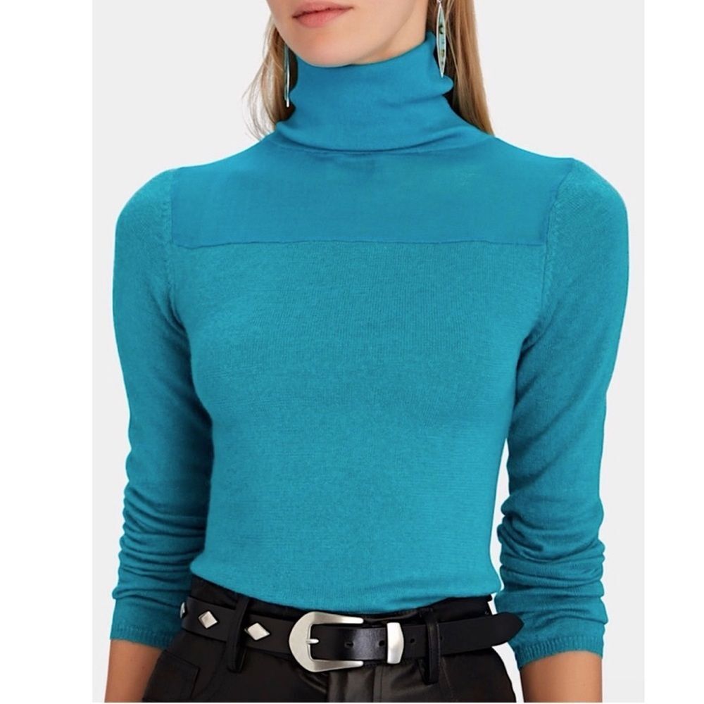Cult Gaia Elliot Knit Blue Top Turtleneck (S)